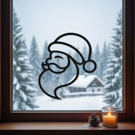Kerstman profiel lijntekening wanddecoratie – berkenmultiplex