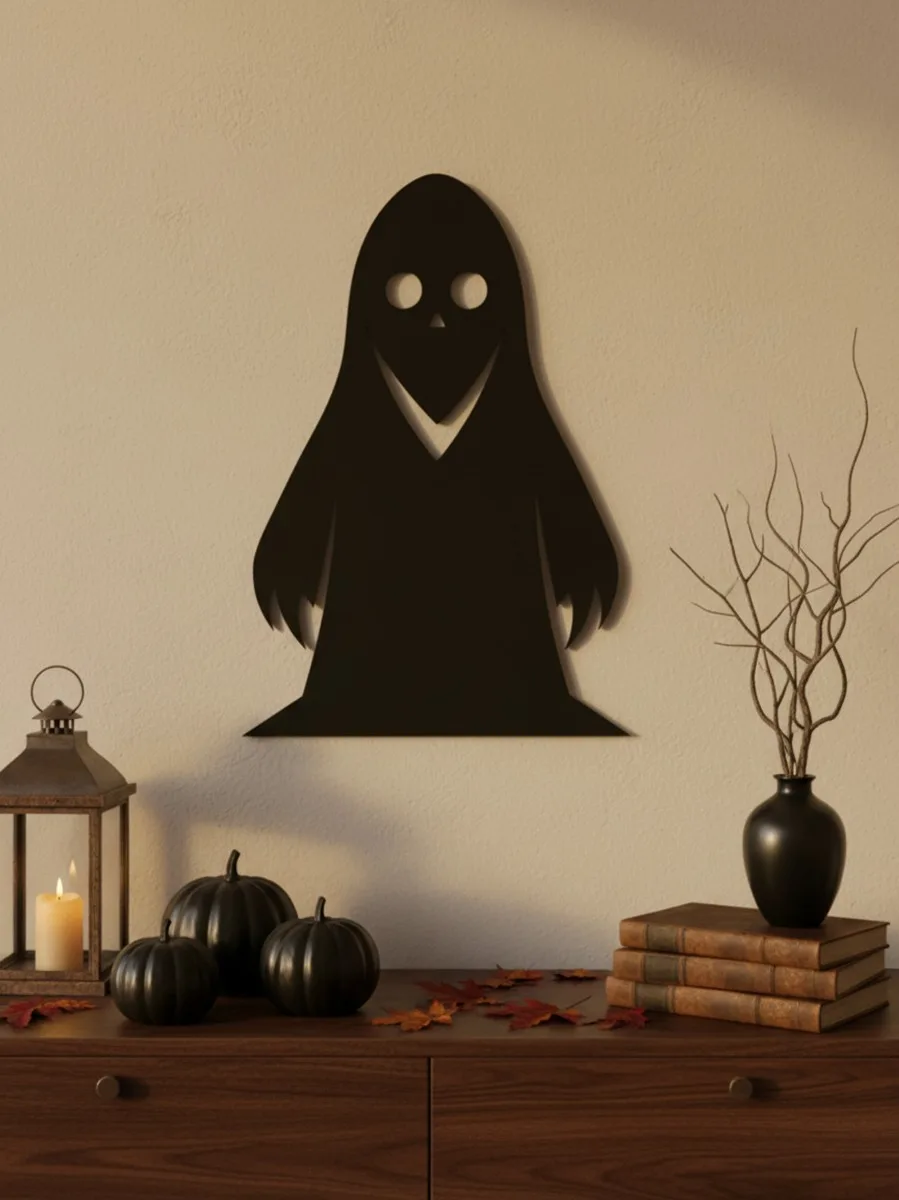 Geist Wandbild – lasergeschnittene Birken-Sperrholz Silhouette für Halloween