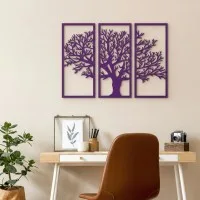 Wanddekoration aus Birken-Sperrholz – 3-teiliges Baum-Set 58x40 cm