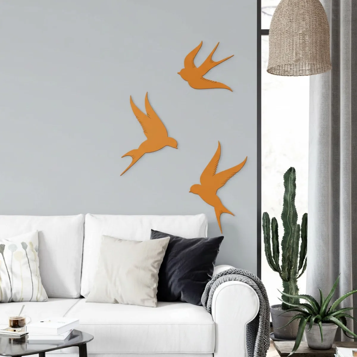 Déco murale en bois – Trio d'oiseaux – Contreplaqué de bouleau (3 pièces)