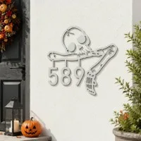 Halloween Skeleton House Number Sign – Custom Address Numbers, Skull & Bone