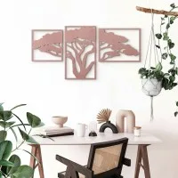 Houten wanddecoratie: Afrikaanse boom (3 delen) – Berken multiplex