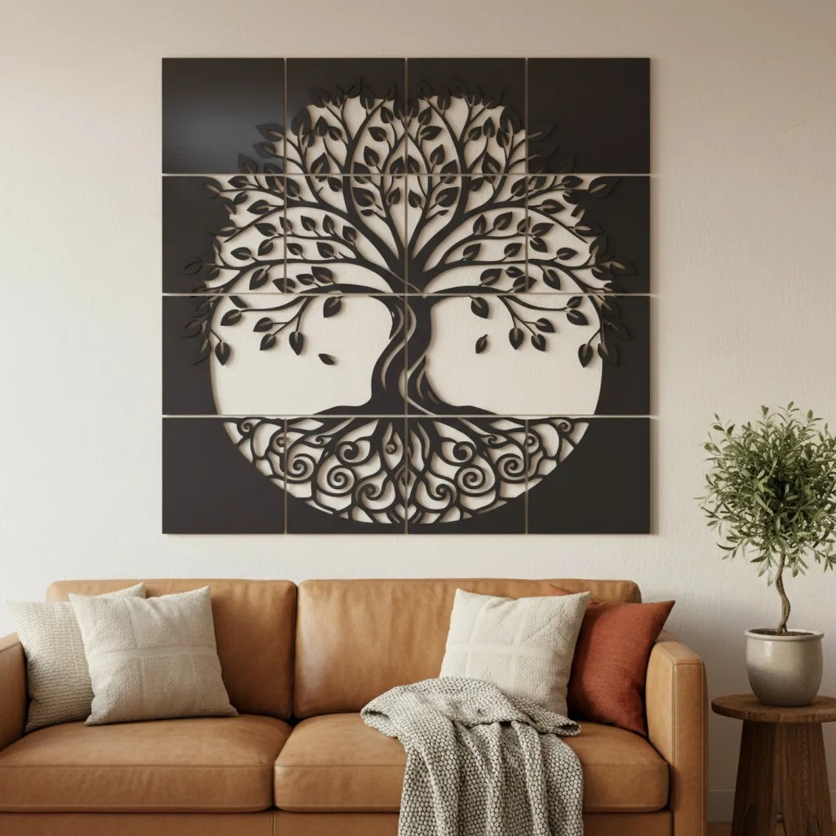 Set de décoration murale en contreplaqué « Arbre de vie » XXL (19 pièces)