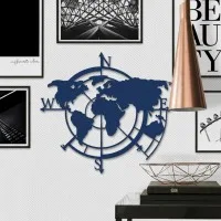 Wanddecoratie „Wereldkaart windstreken“ – berken multiplex
