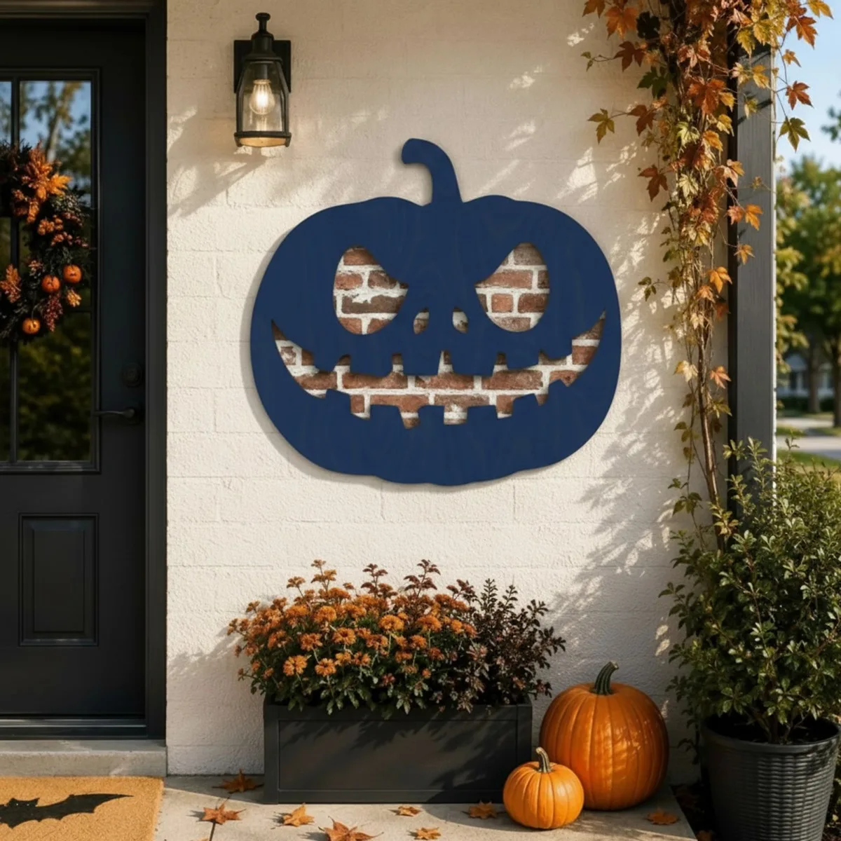 Halloween Kürbis Wandbild – Gruselige Jack-o'-Lantern Silhouette