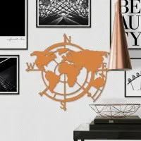 Wanddecoratie „Wereldkaart windstreken“ – berken multiplex