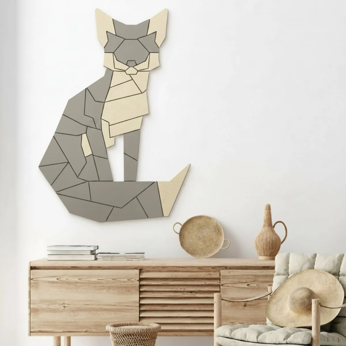 3D Fuchs-Puzzle Wanddekoration – Birken-Sperrholz 57x80 cm