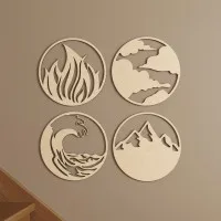 Four Elements Wall Art Set — Fire, Air, Water, Earth