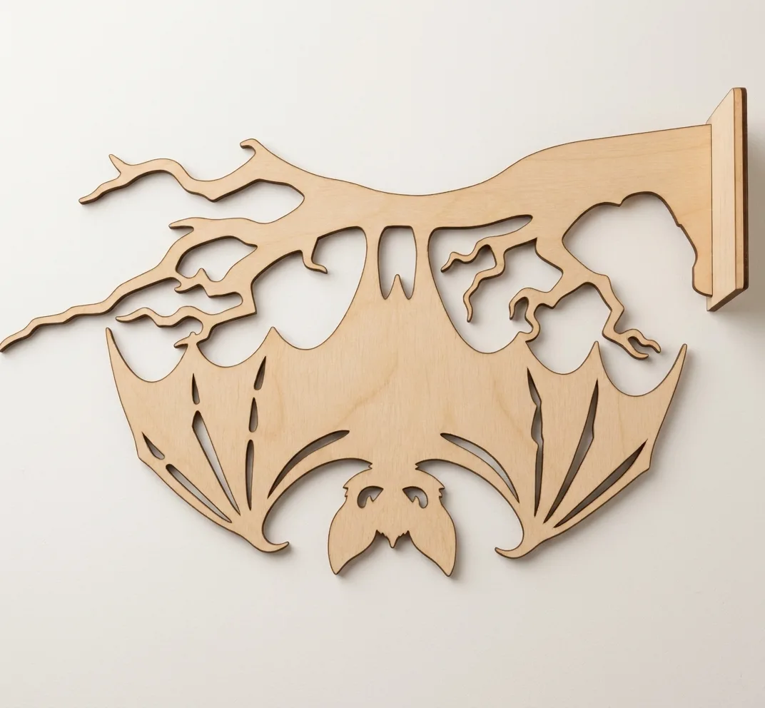 Wooden Bat On Branch Wall Decor