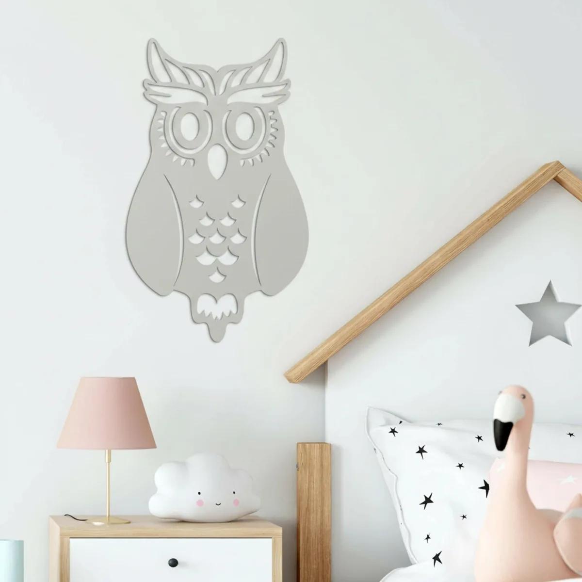 Décoration murale chouette en contreplaqué de bouleau – découpe ajourée