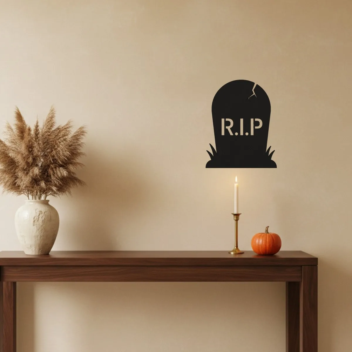 Décoration murale pierre tombale RIP – Silhouette de tombe Halloween – Bouleau