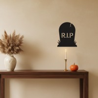 Décoration murale pierre tombale RIP – Silhouette de tombe Halloween – Bouleau