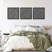 Mountain Wall Art Set, 3 Panels – Laser-Cut Birch Plywood, 64x20 cm