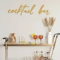Cocktail Bar Cursive Sign – Birch Plywood Wall Decor