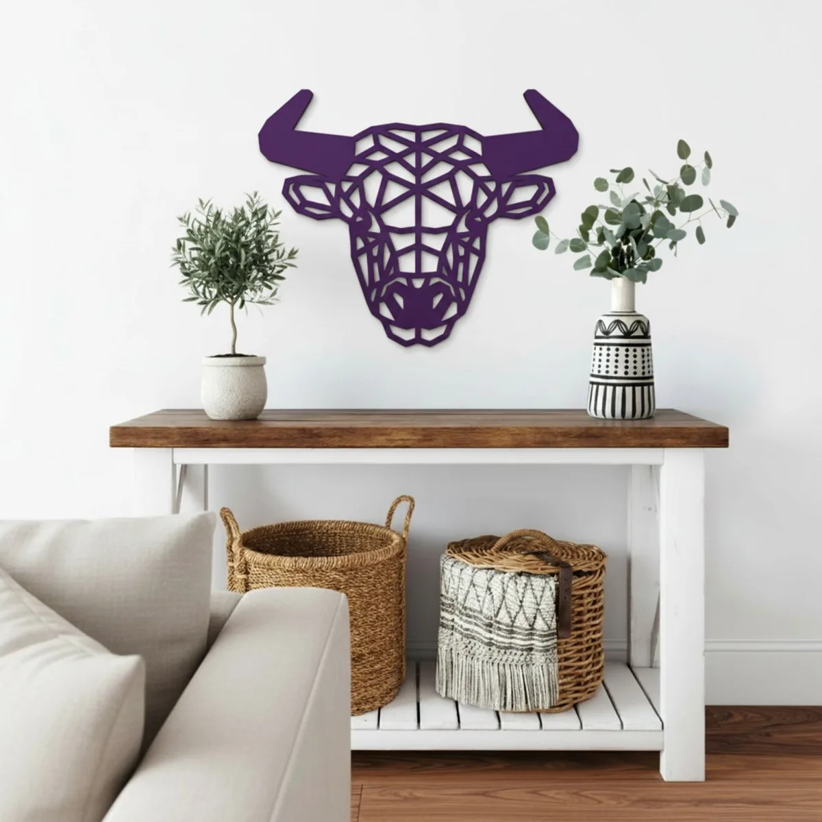 Wooden Origami Bull - Birch Plywood Wall Decor