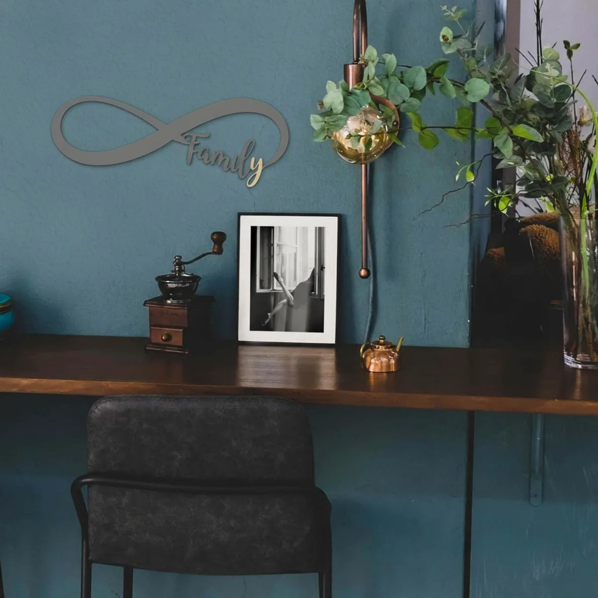 Plywood wall decor “Family” with infinity symbol