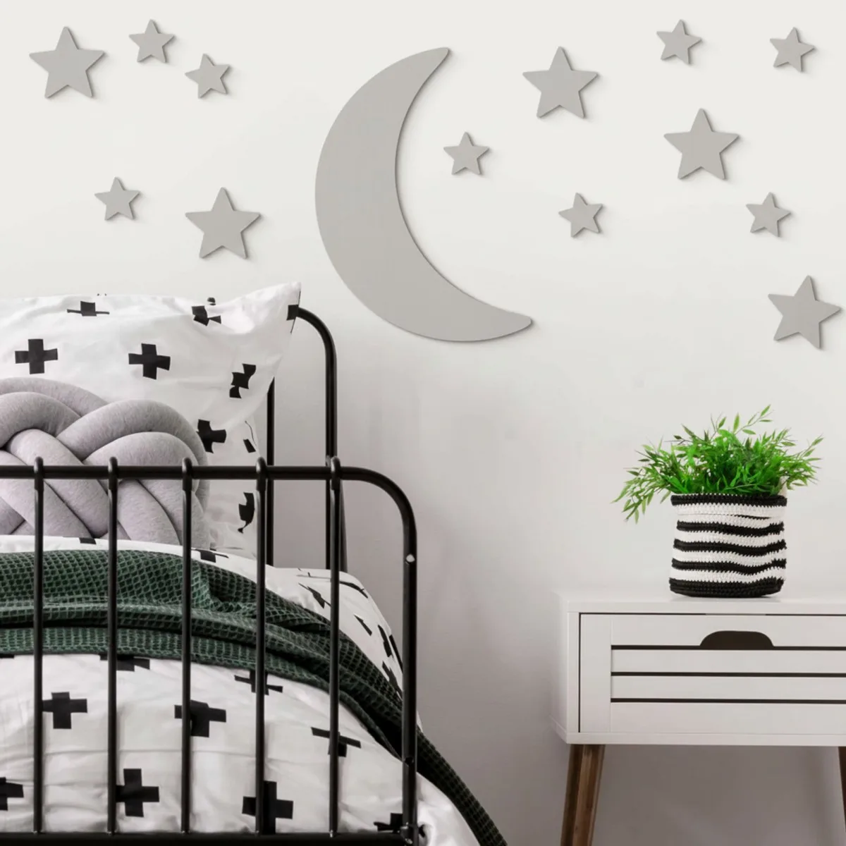 Sperrholz Wanddekoration – Mond und Sterne Set