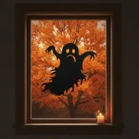 Halloween Scary Ghost Wall Art with Claws and Frowning Face – Birch Plywood