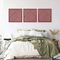 Mountain Wall Art Set, 3 Panels – Laser-Cut Birch Plywood, 64x20 cm