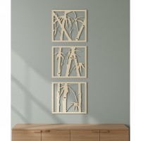 Bamboo Wall Decor Set of 3 Square Panels