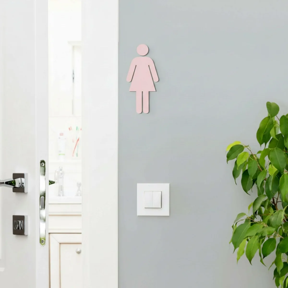 Birch Plywood Restroom Sign — WC Pictogram