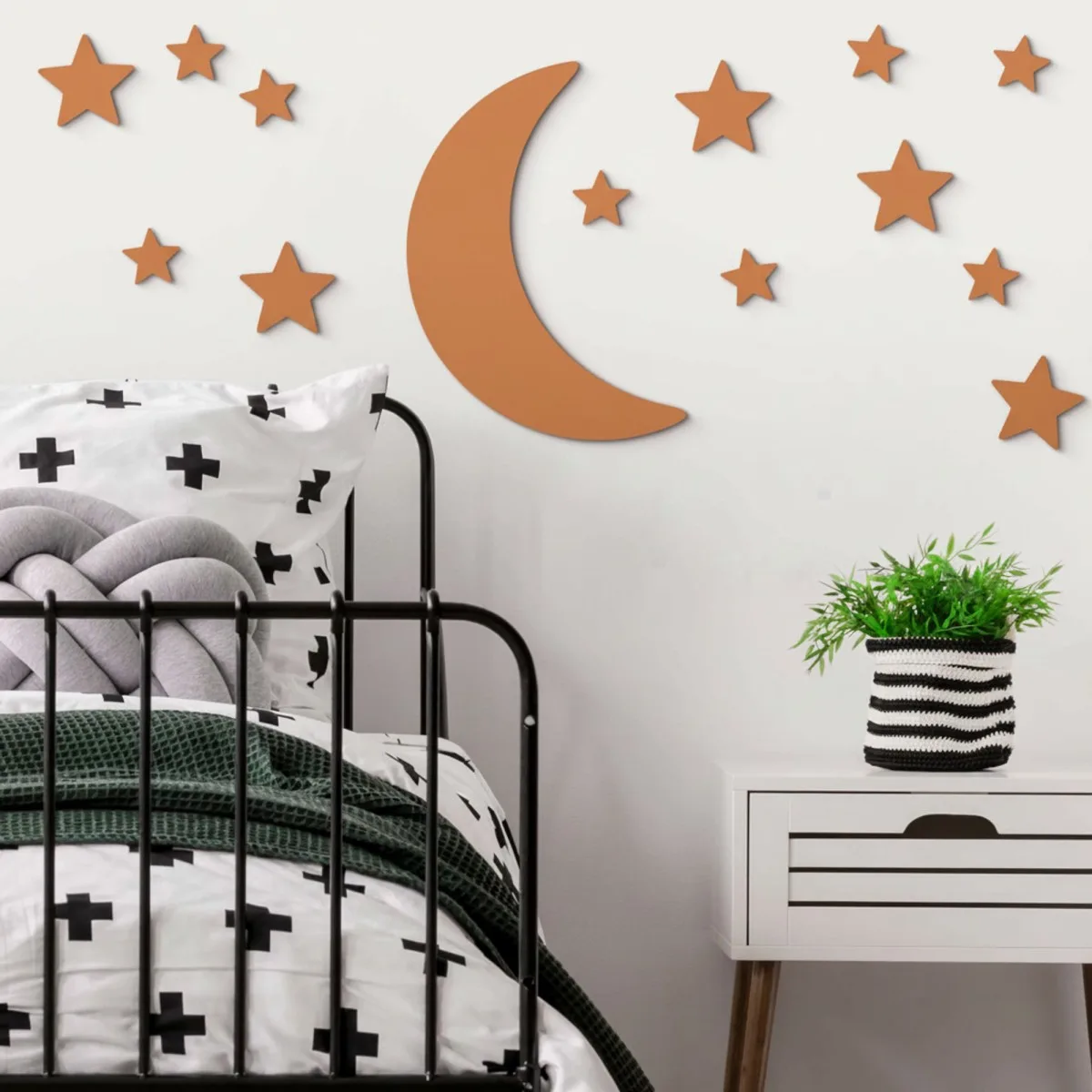 Sperrholz Wanddekoration – Mond und Sterne Set