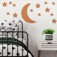 Sperrholz Wanddekoration – Mond und Sterne Set