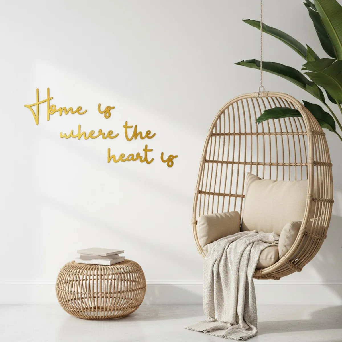 Houten wandletters - Berken multiplex - Home is where the heart is (6 delen)