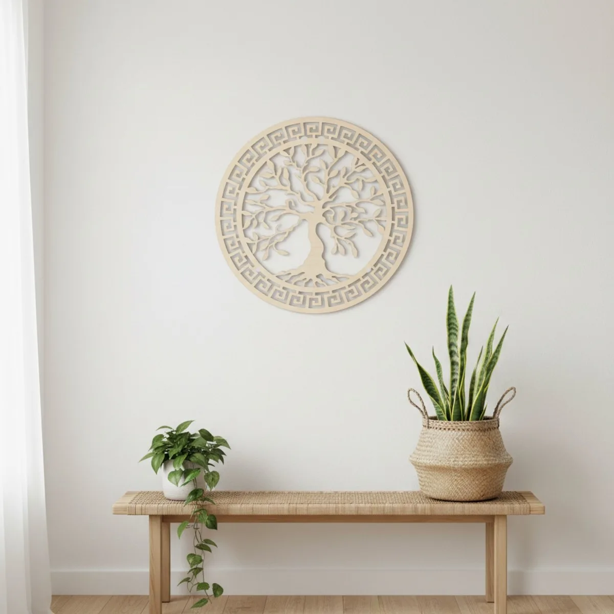 Round Tree of Life Wall Art with Greek Key Border