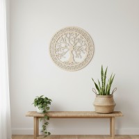 Round Tree of Life Wall Art with Greek Key Border