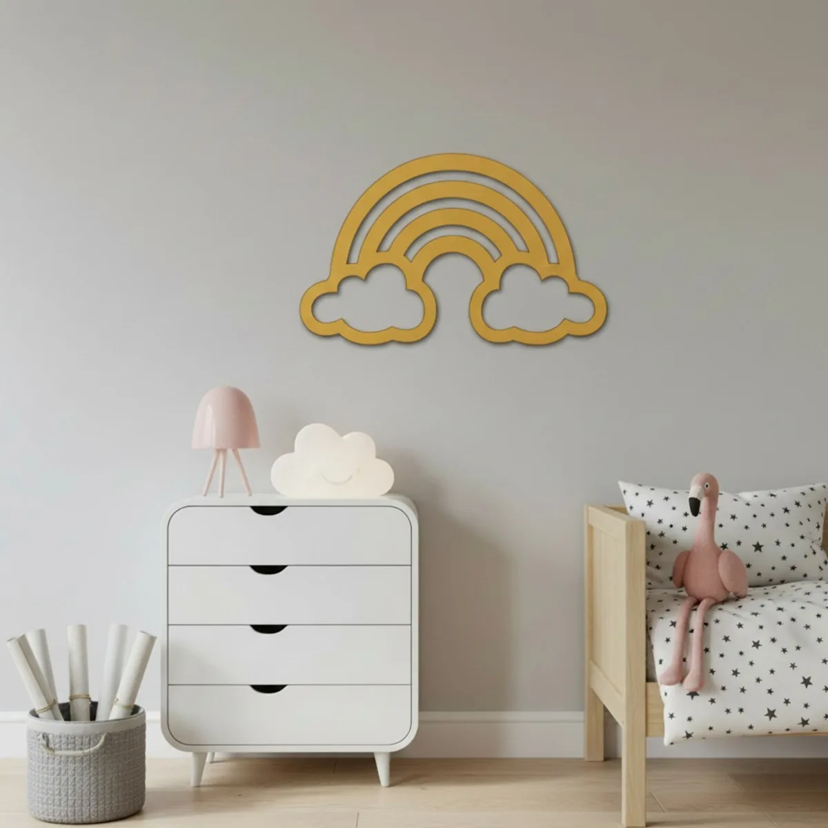 Rainbow with Clouds – Birch Plywood Wall Decor