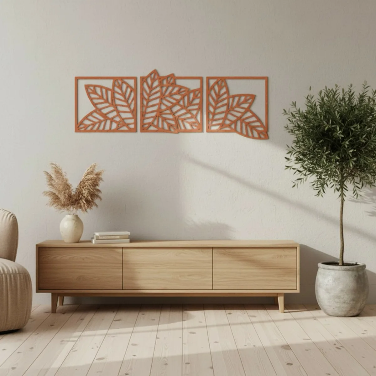 Leaf Set (3 pieces) – Birch Plywood Botanical Wall Decor
