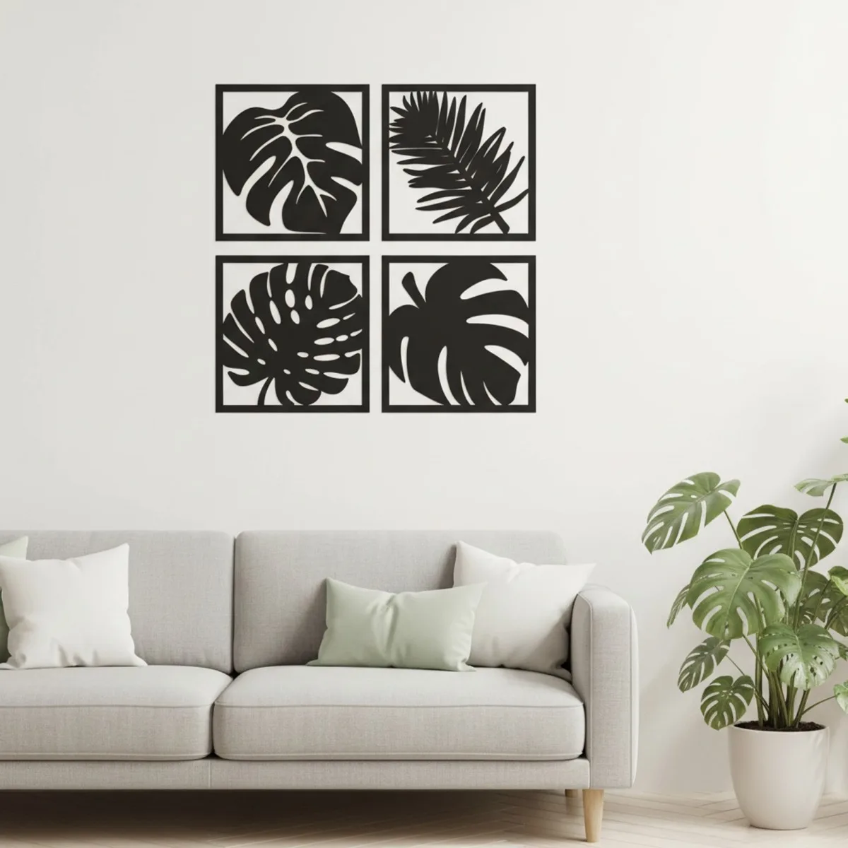Déco murale Feuilles tropicales – Set de 4 – Bouleau