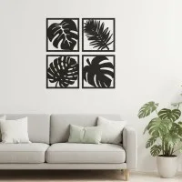 Déco murale Feuilles tropicales – Set de 4 – Bouleau