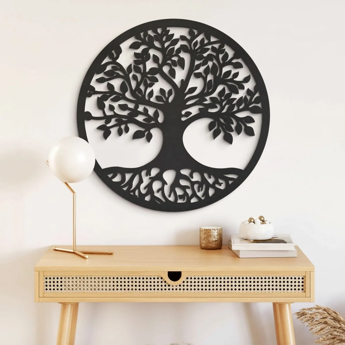 Décoration murale arbre de vie avec racines – contreplaqué de bouleau