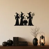 Three Witches and Cauldron Wall Decor – Coven Scene – Birch Plywood