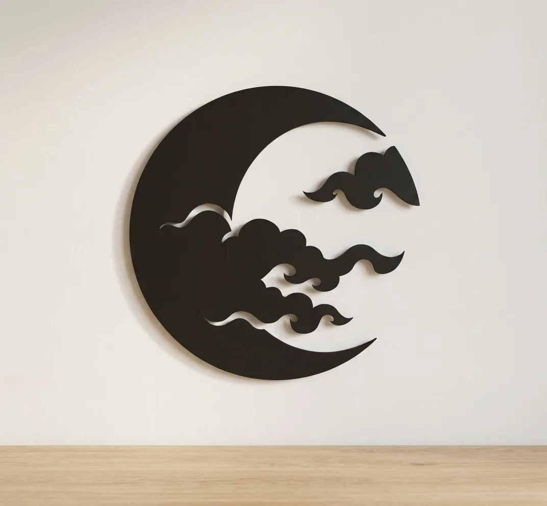 Crescent Moon with Clouds Wall Art