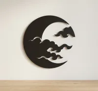 Crescent Moon with Clouds Wall Art