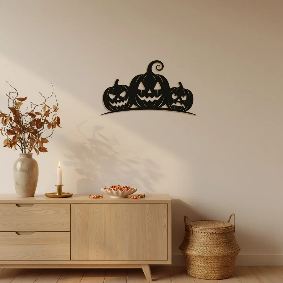 Halloween pompoen trio wanddecoratie – Drie silhouetten – Berk multiplex