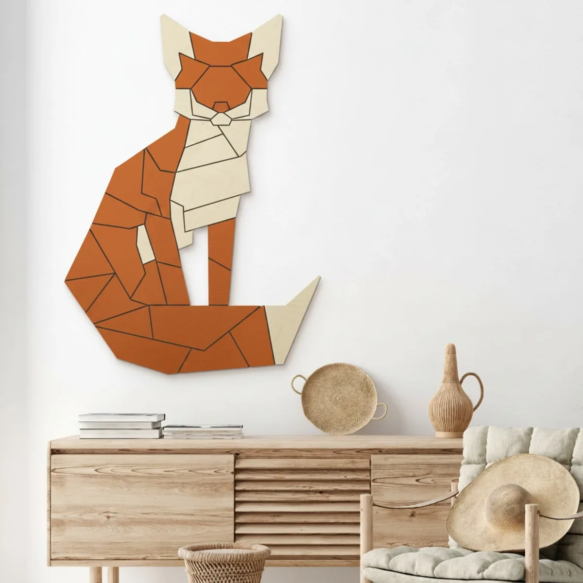 3D Fuchs-Puzzle Wanddekoration – Birken-Sperrholz 57x80 cm