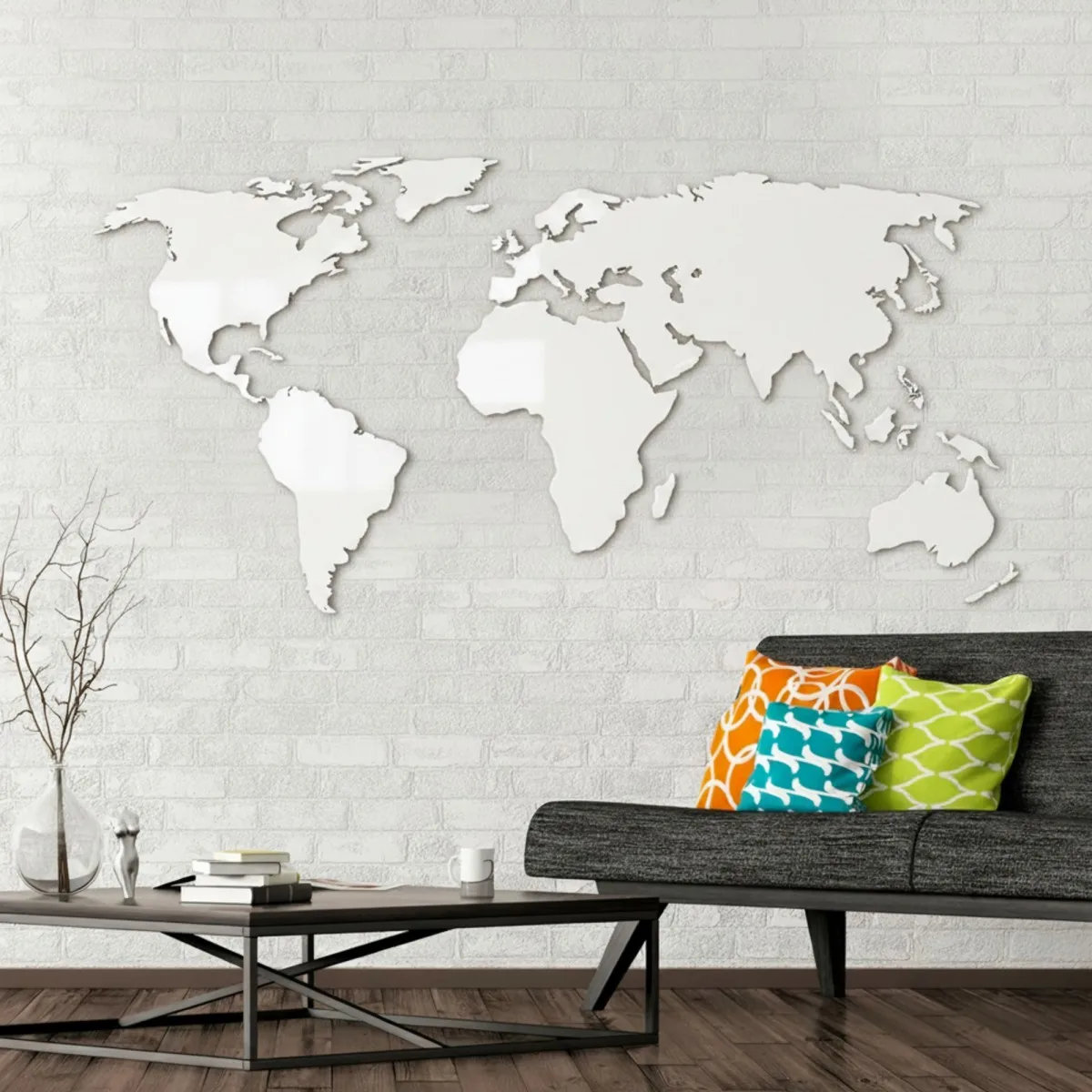 Birch Plywood 3D World Map Wall Decor