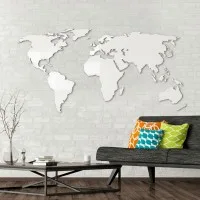 Birch Plywood 3D World Map Wall Decor