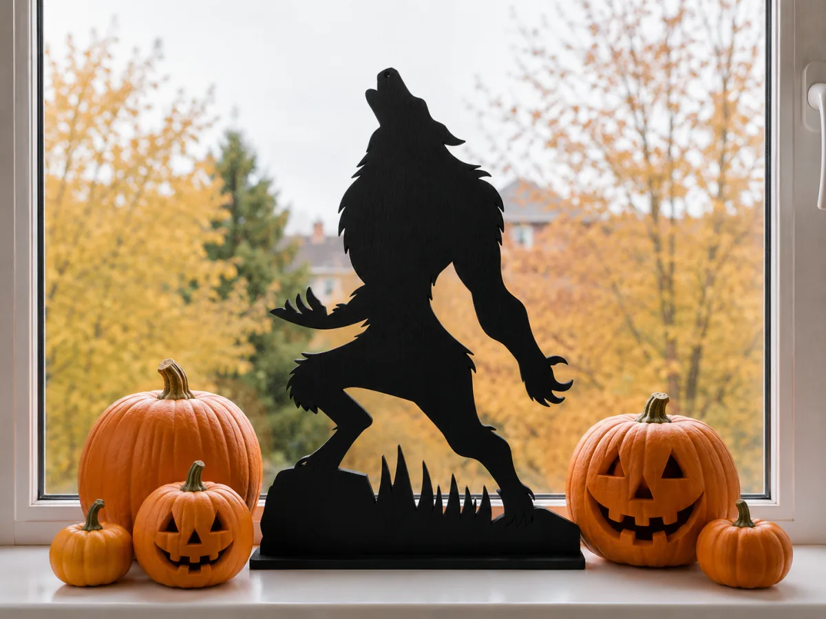 Wooden Werewolf Silhouette Decor