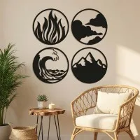 Four Elements Wall Art Set — Fire, Air, Water, Earth — Four Colors