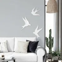 Déco murale en bois – Trio d'oiseaux – Contreplaqué de bouleau (3 pièces)