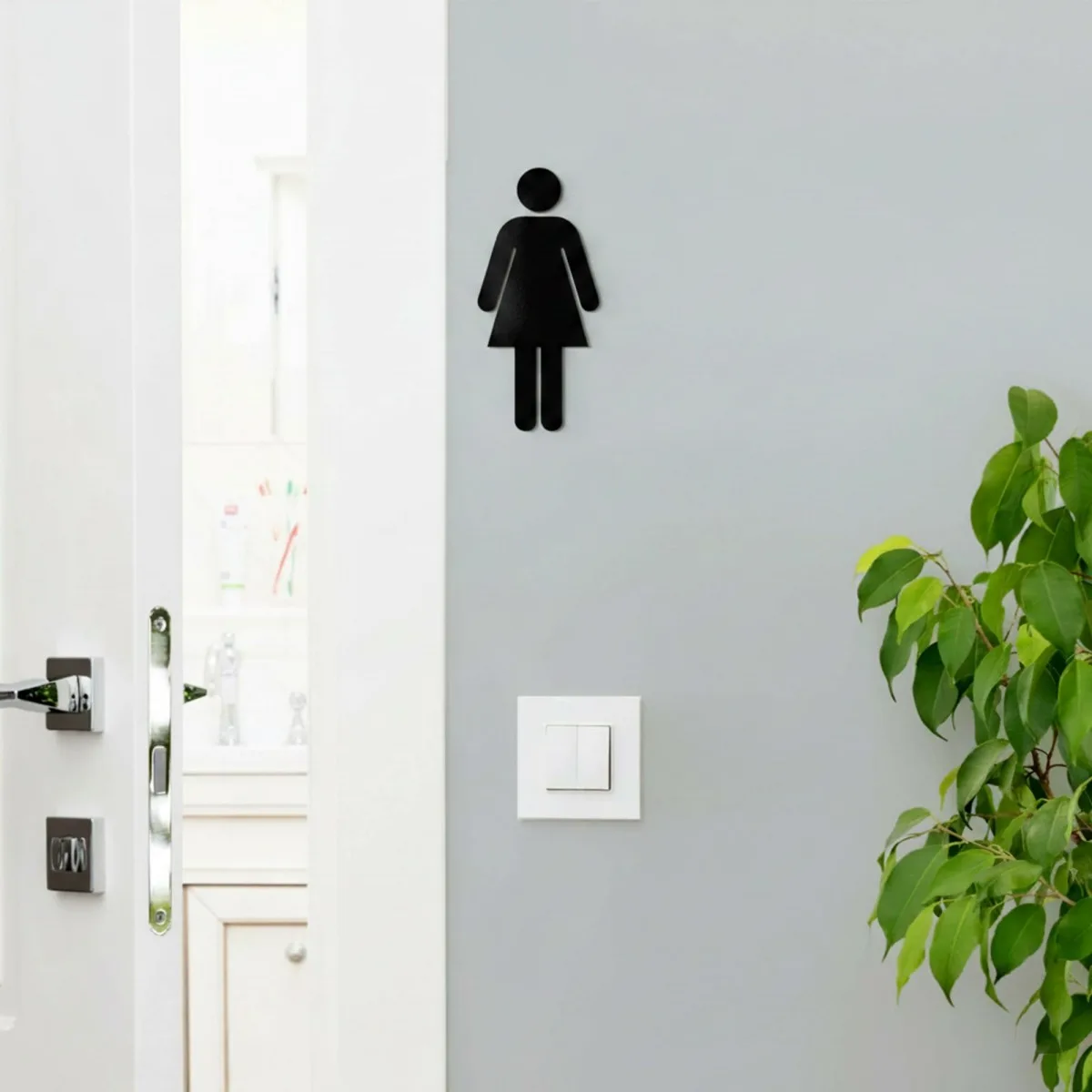 Birch Plywood Restroom Sign — WC Pictogram