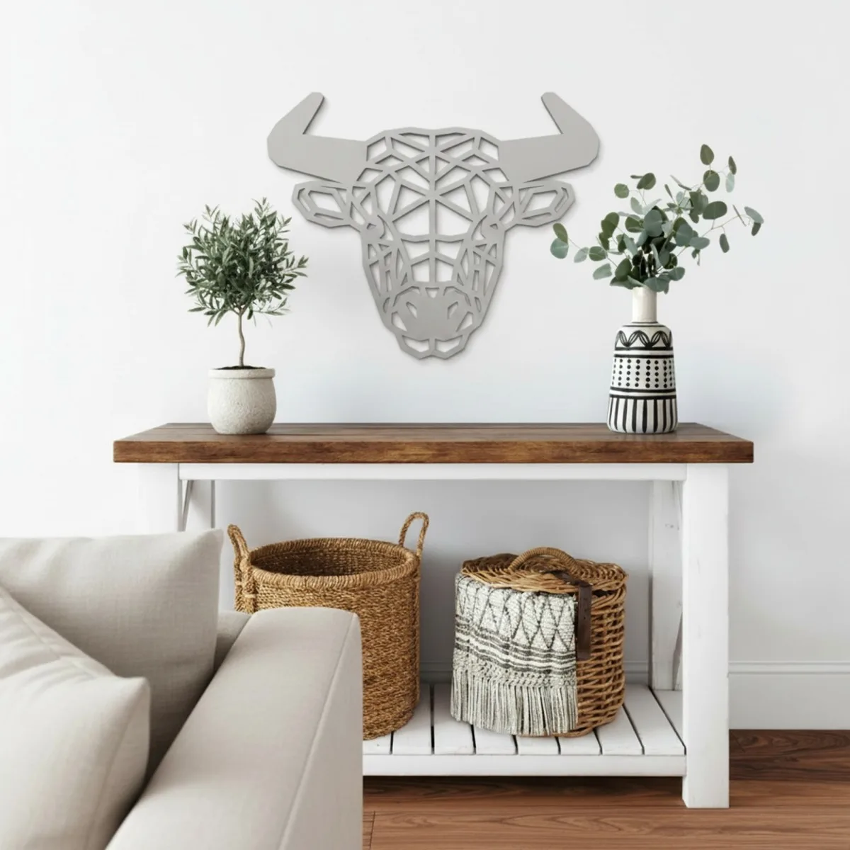 Wooden Origami Bull - Birch Plywood Wall Decor