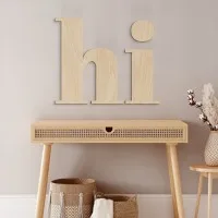Enseigne Hi en contreplaqué de bouleau – déco murale 24x20 cm