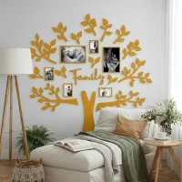 Family Tree Wall Decor XXL with 6 Photo Frames – Birch Plywood