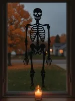Skelet wanddecoratie – Halloween volledig skelet silhouet – berkenmultiplex